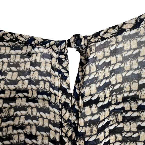 2/$15 ark&co. S Blouse with Draping black and tan pattern sheer - Picture 8 of 10